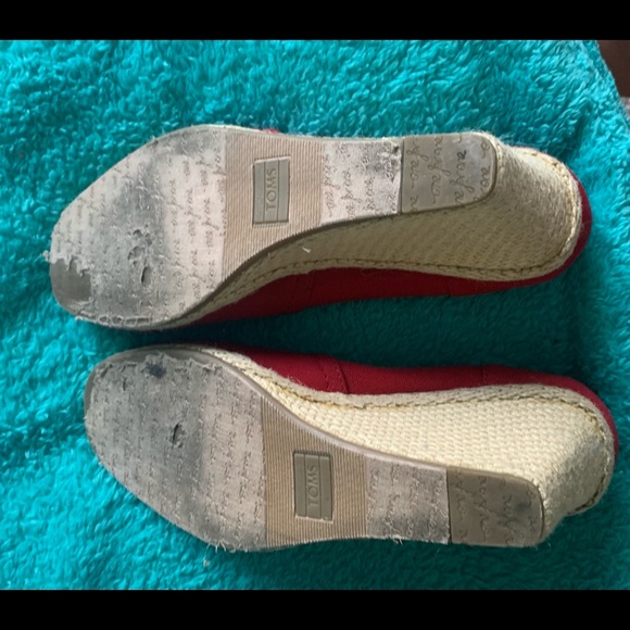 TOMS Calypso Red Canvas Espadrille Wedges size 9 - Picture 4 of 4